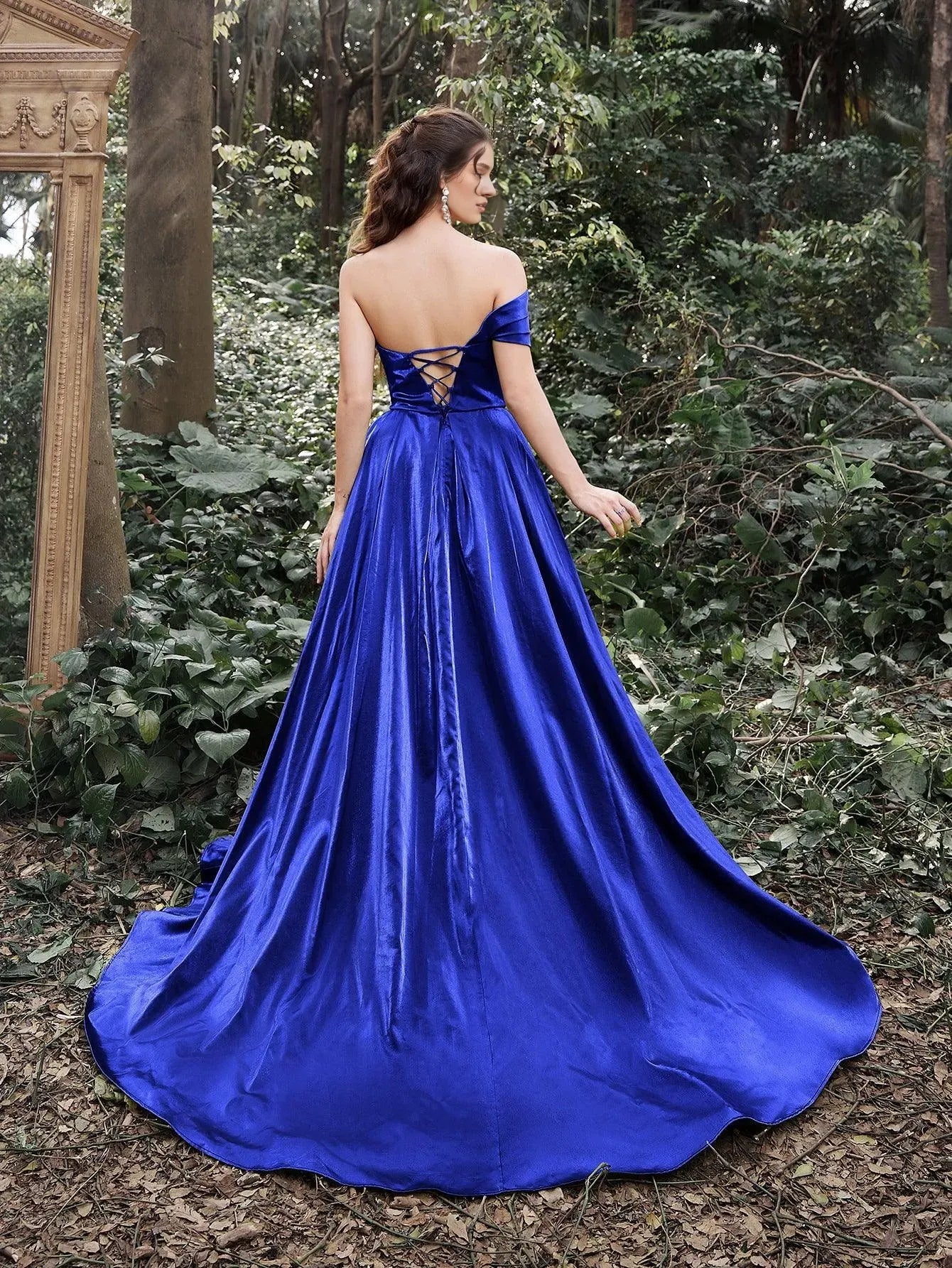 Elegant Evening Dresses/ Gorgeous Ruched Bodice Lace Up Back Maxi Satin Ball Dress Evening Dresses/ Evening Dresses For Women